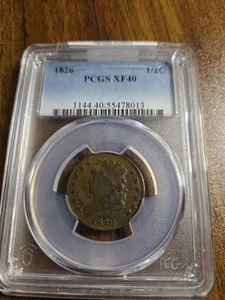1826 CLASSIC HEAD HALF CENT PCGS XF45 - Picture 1 of 6