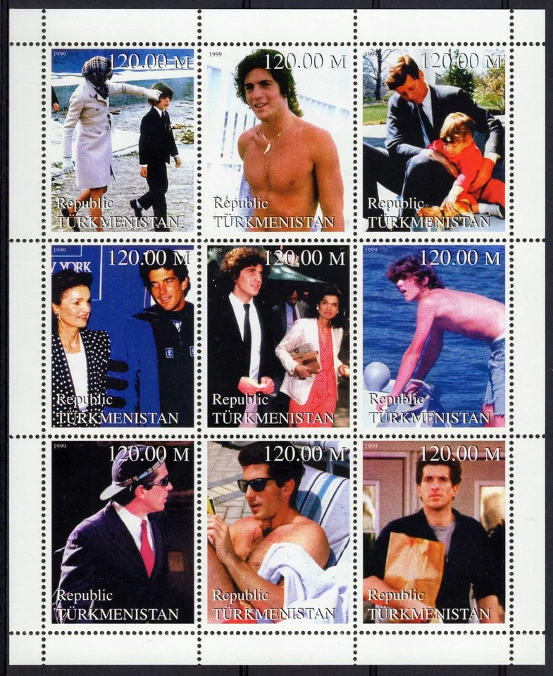 Turkmenistán 1999 John F. Kennedy Jr. Tragedia 7,16 - Hoja Jackie & John (9) MNH Foto 1 de 1