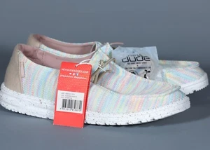 HEY DUDE WENDY SOX AURORA WHITE Lightweigth Slip-On Women’s Shoe Sz 9 - Picture 1 of 3