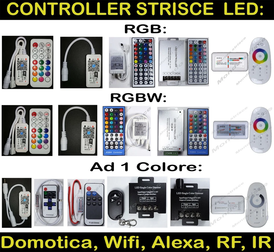 CONTROLLER Telecomando per striscia led RGB  RGBW Colore singolo IR RF 12-24v - Immagine 1 di 1