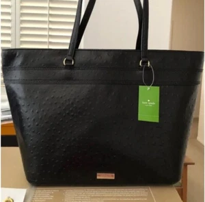 BRAND NEW W/TAGS -Kate Spade Medium Harmony Tote Black Ostrich Leather - Picture 1 of 5