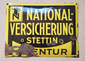 Emailleschild NATIONAL Versicherung - Original, Emaillierwerk Gottfried Dichanz - Bild 1 von 4