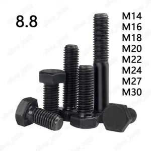 Schwarz 8,8 Stahl Sechskantschrauben Sechskantschrauben DIN933 M14 M16 M18 M20 M22-M30 - Bild 1 von 5
