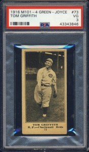 1916 M101-4 Green Joyce #73 Tom Griffith PSA 3 Cincinnati Reds