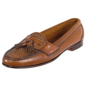 NEU Vintage Old Stock Cole Haan Quaste Halbschuhe Flats Gr. 9 M geflochtenes braunes Leder USA - Bild 1 von 9