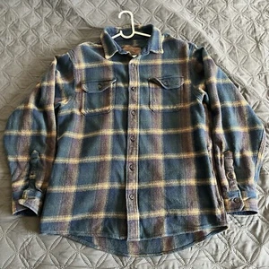 Orvis Heavy Flannel Shirt Herren L Button Up Jacket Shacket blau schwarz kariert - Bild 1 von 7