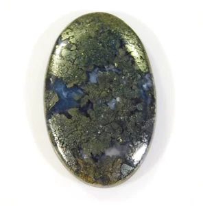 72.CT NATURAL MARCASITE PYRITE OVAL CABOCHON PENDANT GEMSTONE 41x26x6 MM BR=0231 - Picture 1 of 7