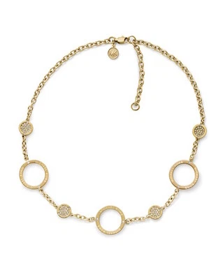 Michael Kors Necklace Brilliance Stationary Pave Circles Goldtone New $135 - Image 1 of 4