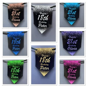  Personalised Birthday Glitter Bunting Banner 18th 21st 30th any age - Picture 1 of 18