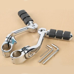 Chrome Long Mount Highway Footpegs Pegs Fit For Harley Heritage Softail Deluxe - Picture 1 of 7