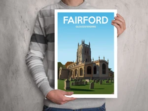 POSTER - FAIRFORD - (A4 A3 A2 Sizes) - Art Deco Retro Travel Print - Picture 1 of 3