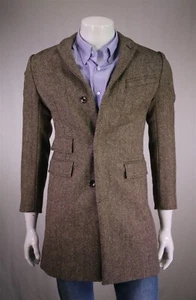 J. Crew Ludlow Brown Herringbone Moon British Fabric Overcoat Coat Mens 34S - XS - Picture 1 of 11