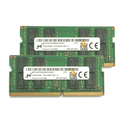 32GB Micron Kits 2X 16GB 2RX8 DDR4-2400T PC4-19200S SO-DIMM Laptop Memory RAM #R - Image 1 of 4