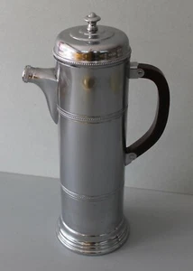 Vintage Art Deco Chrome Cocktail Shaker Faber Bros Brown Marbled Bakelite Handle - Picture 1 of 7