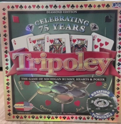 Cadaco Tripoley Special Edition Rotating Turntable Rummy Hearts Poker 2006 - Image 1 of 4