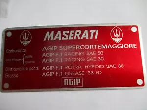 Maserati Schild Mexico Merak Mistral Sebring 3500 Bora Merak rot Typenschild s85 - Bild 1 von 1