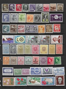 World Wide 10 European Countries Lot of 55 Different Mint Hinged Stamps - Bild 1 von 1