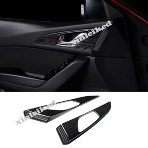 Black Brushed Inner Door Handle Bowl Panel Covers For Mazda 3 Axela 2017-2018 - Picture 1 of 4