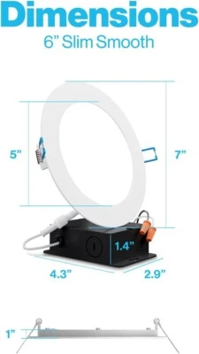 Sunco 2 Pack 6 Inch Ultra Thin LED Recessed Ceiling Lights 14 W Dimmable - Image 1 of 4