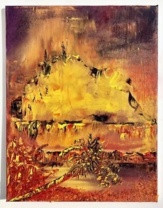 Florida Outsider Kunst FEUERSEE Straßenräuber Stil Landschaft Malerei WRENN - Bild 1 von 4