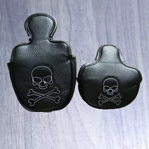 Golf Mallet Skull Putter Cover Mezza Mazza 2 Palline Golf Copricapo Magnetc Nero - Foto 1 di 9