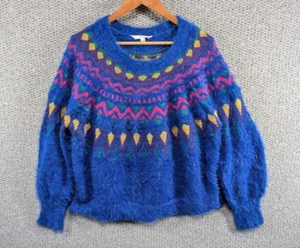 Time and Tru Damen Pullover Pulli blau mit buntem Ethno Muster L - Bild 1 von 12