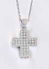 18" 19" 20" Long 14K Link Necklace 14K White Gold 3-D Diamond Cross Pendant with