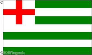 Green and White Tudor Striped Ensign Polyester 5'x3' Flag - Picture 1 of 3