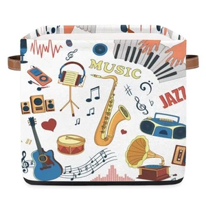 Aufbewahrungskorb Musik Klavier 13x13 Musikinstrumente Faltbar Würfel Aufbewahrung... - Bild 1 von 7