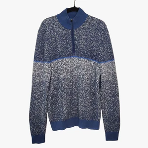 Hickey Freeman Mens Chandail Stars Sweater Size S Blue 1/4 Zip Soft Comfort $165 - Picture 1 of 11