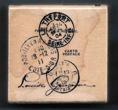 CIRCLE TRAVEL PASSPORT SEALS POSTAGE POST MAIL Inkadinkado NEW wood RUBBER STAMP - Image 1 of 3
