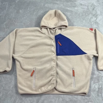 Billabong Sweater Womens Large Beige Fleece Adventure Division Button Snap Hood - Image 1 of 4