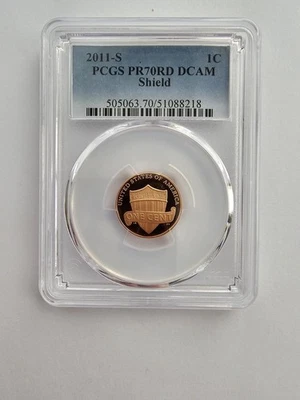 2011 S PR70 DCAM LINCOLN SHEILD PENNY/CENT GRADED PCGS 1C S MINT CLAD COIN  - Image 1 of 4