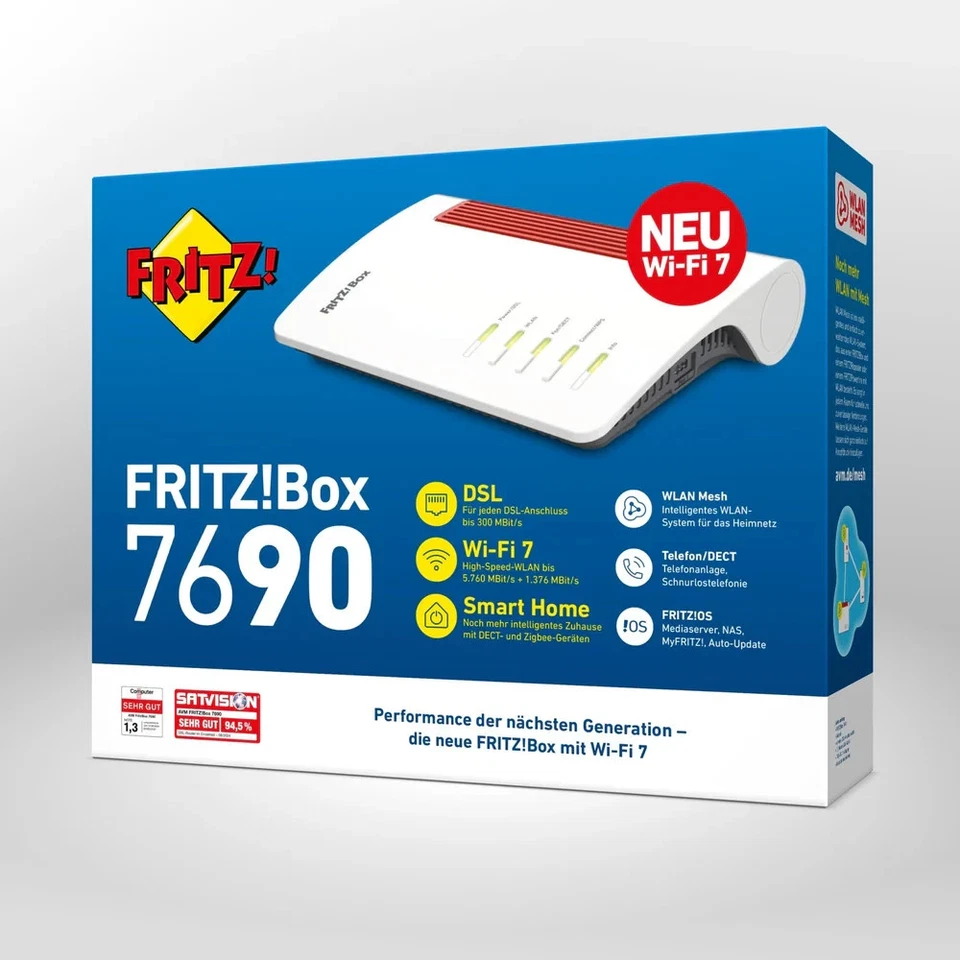 AVM FRITZ!Box 7690 WiFi 7 Router WLAN DSL Modem Mesh DECT Smart Home Zigbee NEU - Bild 1 von 1