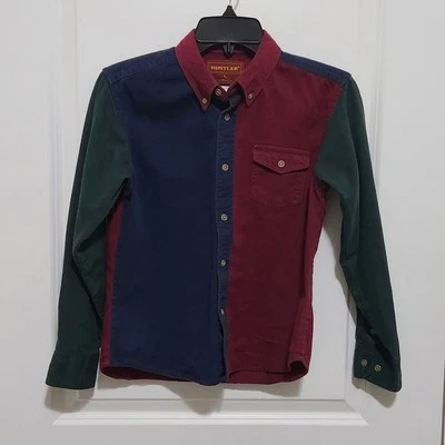 Vtg Rustler By Wrangler Boys L (10/12) Colorblock Button Up Shirt Longsleeve - Image 1 of 4