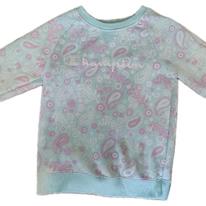 Champion Girls Crewneck Sweatshirt Size Medium Pink/Blue Paisley Pre-owned - Picture 1 of 10
