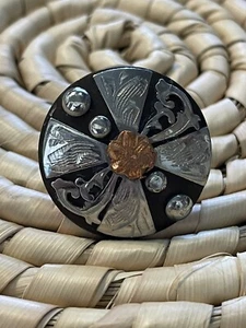 SILVER COPPER FLORAL CONCHO 1" screw back WESTERN HORSE SADDLE HEADSTALL TACK - Picture 1 of 4