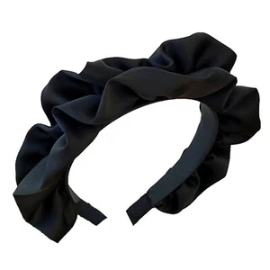 Plain Black Luxurious Satin Ruffle Hairband/ Headband - Picture 1 of 2