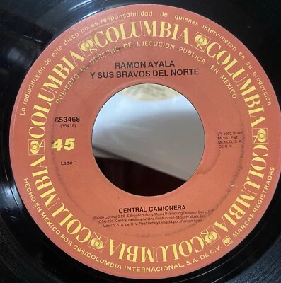 Ramon Ayala Y Los Bravos Del Norte 1992 45 RPM Central Camionera G+ Norteño  - Image 1 of 4