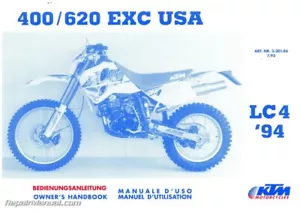 1994 KTM 400 LC4 620 LC4 Motorcycle Owners Handbook - Picture 1 of 1