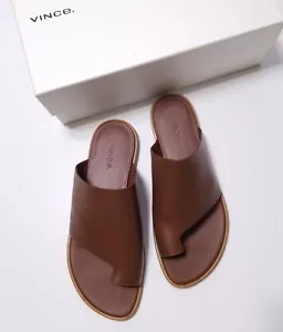 NIB Vince Edris Leather Sandal Slides in Cognac (Brown) $250 - Picture 1 of 24