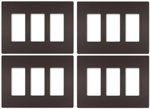 (4) LeGrand RWP263DBCC6 Radiant Dark Bronze 3 Gang Screwless Wall Plates - Picture 1 of 3