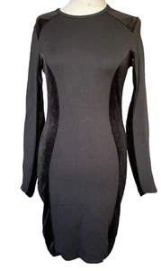 H&M  Dress Black Velvet Panel tube bodycon Divided H&M Dress Eur 38 Size 12 - Picture 1 of 6