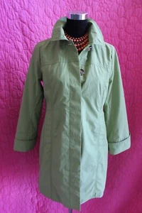 EDDIE BAUER Green Raincoat PS Jacket Pockets Lined Cute Back Detail Collared - Picture 1 of 4