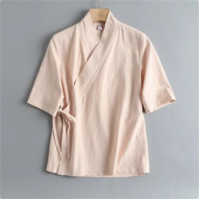 Mujeres Chino Cuello en V Algodón Lino Informal De Colección Hanfu Retro Tang Traje Abrigo de Té Foto 1 de 4