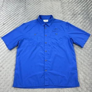 Jawbone Tackle Shirt Mens Large Blue Vented Fishing Button Short Sleeve Casual - Picture 1 of 12