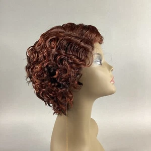 Sylvie Short Wavy #Ginger Brown Auburn Premium Synthetic Lace Part Wig - Picture 1 of 10