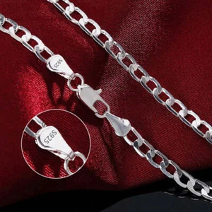 Collana da uomo in argento sterling 925 catena facciale collana chiusura aragosta - Foto 1 di 5