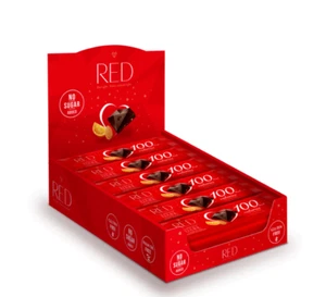 24PACK Red Chocolate Dark Chocolate With Orange and Almond Bar 26g Gluten Free - Picture 1 of 3