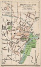 STRATFORD ON AVON. Vintage town city map plan. Warwickshire 1950 old
